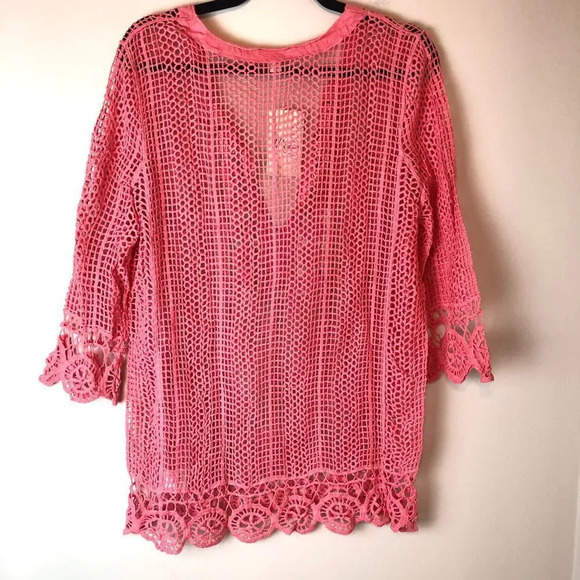 Misia | Pink Crochet V-neck Blouse Swim Cover - Picture 5 of 5